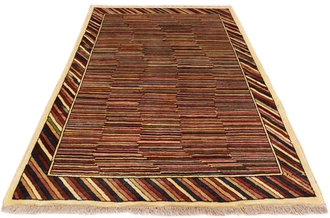 handmade Modern Gabbeh Blue Red Hand Knotted RECTANGLE 100% WOOL area rug 3' x 5'