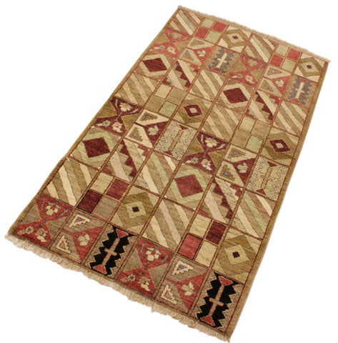 handmade Modern Gabbeh Beige Red Hand Knotted RECTANGLE 100% WOOL area rug 3' x 5'