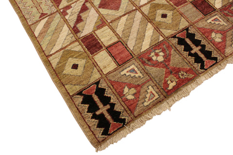 handmade Modern Gabbeh Beige Red Hand Knotted RECTANGLE 100% WOOL area rug 3' x 5'
