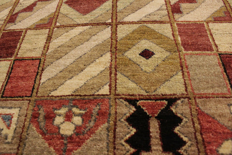 handmade Modern Gabbeh Beige Red Hand Knotted RECTANGLE 100% WOOL area rug 3' x 5'