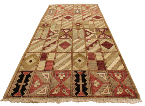 handmade Modern Gabbeh Beige Red Hand Knotted RECTANGLE 100% WOOL area rug 3' x 5'