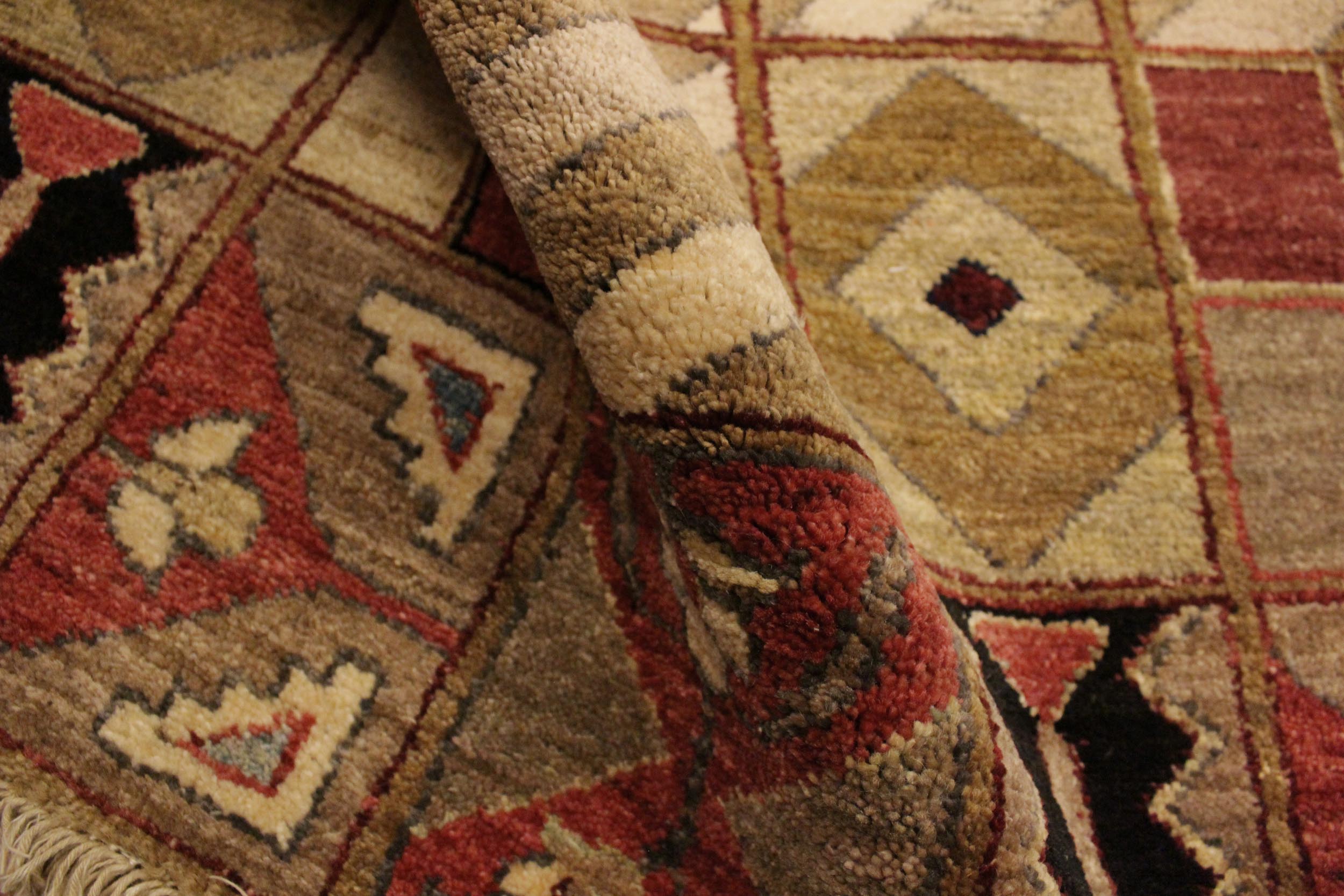 handmade Modern Gabbeh Beige Red Hand Knotted RECTANGLE 100% WOOL area rug 3' x 5'