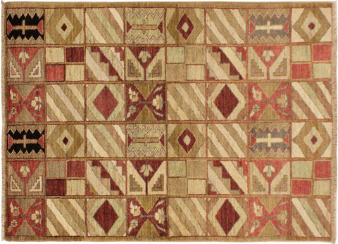 handmade Modern Gabbeh Beige Red Hand Knotted RECTANGLE 100% WOOL area rug 3' x 5'
