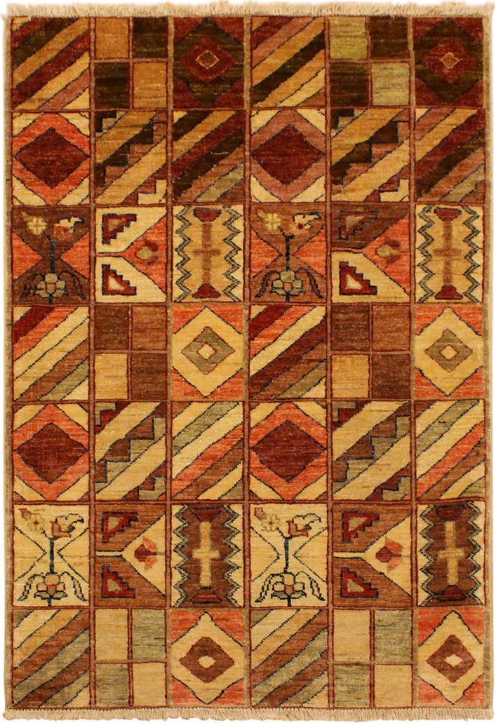 handmade Modern Gabbeh Beige Brown Hand Knotted RECTANGLE 100% WOOL area rug 3 X5 