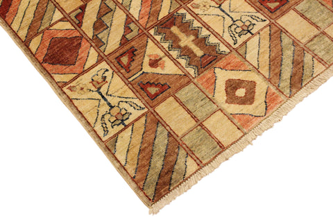 handmade Modern Gabbeh Beige Brown Hand Knotted RECTANGLE 100% WOOL area rug 3' x 5'