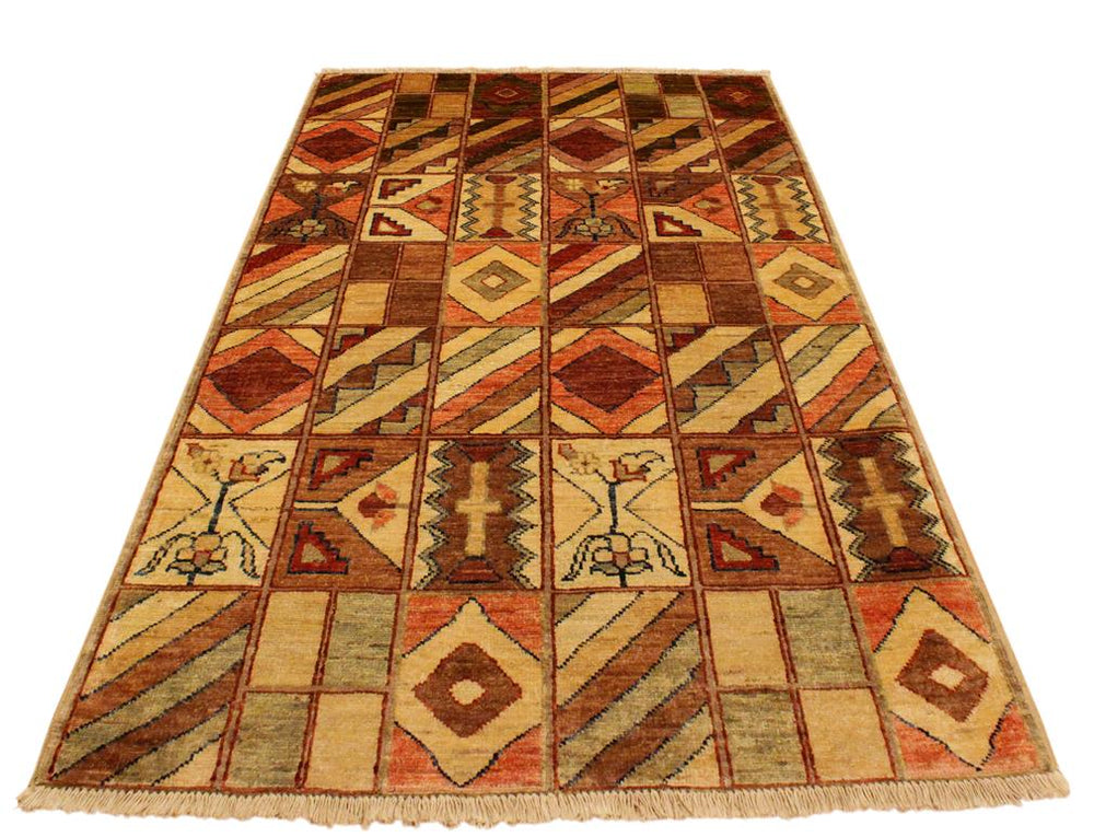 handmade Modern Gabbeh Beige Brown Hand Knotted RECTANGLE 100% WOOL area rug 3 X5 