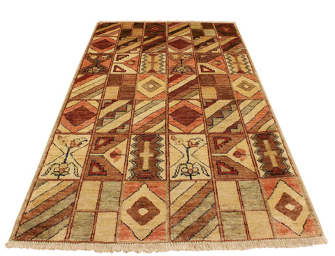handmade Modern Gabbeh Beige Brown Hand Knotted RECTANGLE 100% WOOL area rug 3' x 5'