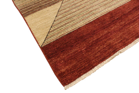 handmade Modern Gabbeh Beige Red Hand Knotted RECTANGLE 100% WOOL area rug 3' x 5'