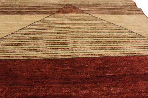 handmade Modern Gabbeh Beige Red Hand Knotted RECTANGLE 100% WOOL area rug 3' x 5'