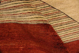 handmade Modern Gabbeh Beige Red Hand Knotted RECTANGLE 100% WOOL area rug 3  x 5 