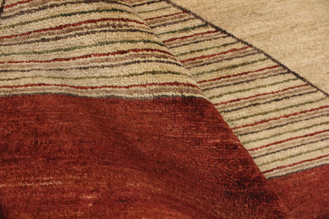 handmade Modern Gabbeh Beige Red Hand Knotted RECTANGLE 100% WOOL area rug 3' x 5'