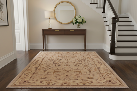 handmade Traditional Kafkaz Lt. Tan Gold Hand Knotted RECTANGLE 100% WOOL area rug 3x5