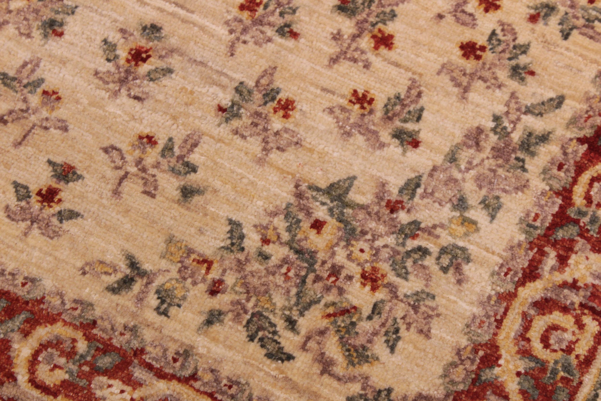 handmade Transitional Kafkaz Ivory Red Hand Knotted RECTANGLE 100% WOOL area rug 3' x 5'