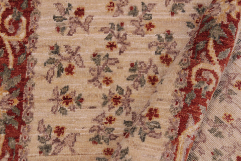 handmade Transitional Kafkaz Ivory Red Hand Knotted RECTANGLE 100% WOOL area rug 3' x 5'