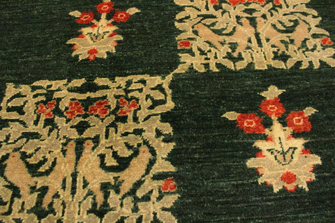 handmade Transitional Drake Green Rust Hand Knotted RECTANGLE 100% WOOL area rug 3X5