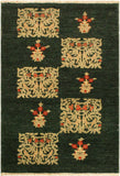 Eclectic Ziegler Ray Green/Rust Wool Rug - 3'1'' x 4'9''