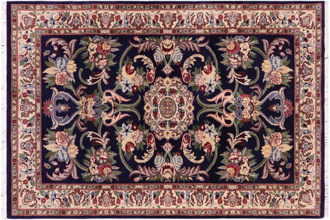 handmade Traditional Anarlaki Blue Beige Hand Knotted RECTANGLE 100% WOOL area rug 3x5