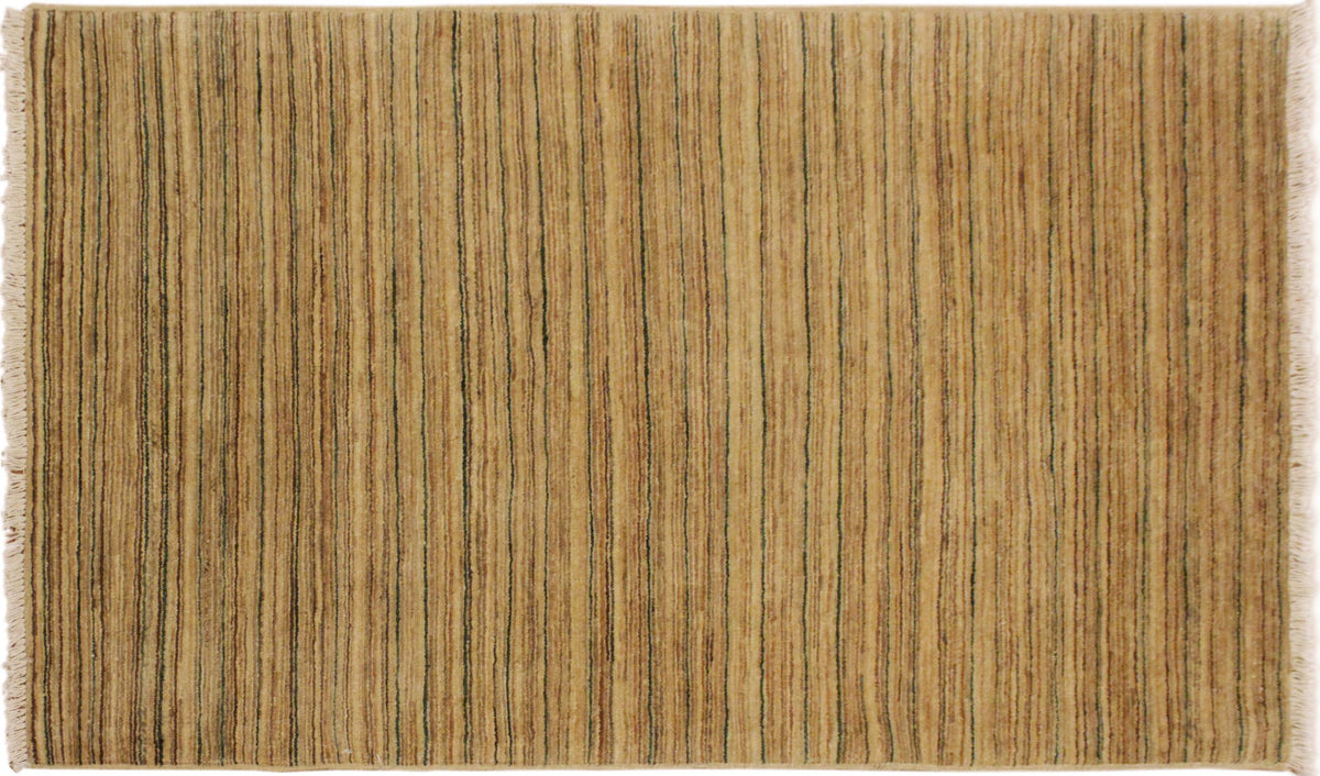 handmade Modern Gabbeh Beige Green Hand Knotted RECTANGLE 100% WOOL area rug 3' x 5'