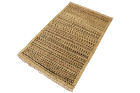 handmade Modern Gabbeh Beige Green Hand Knotted RECTANGLE 100% WOOL area rug 3' x 5'