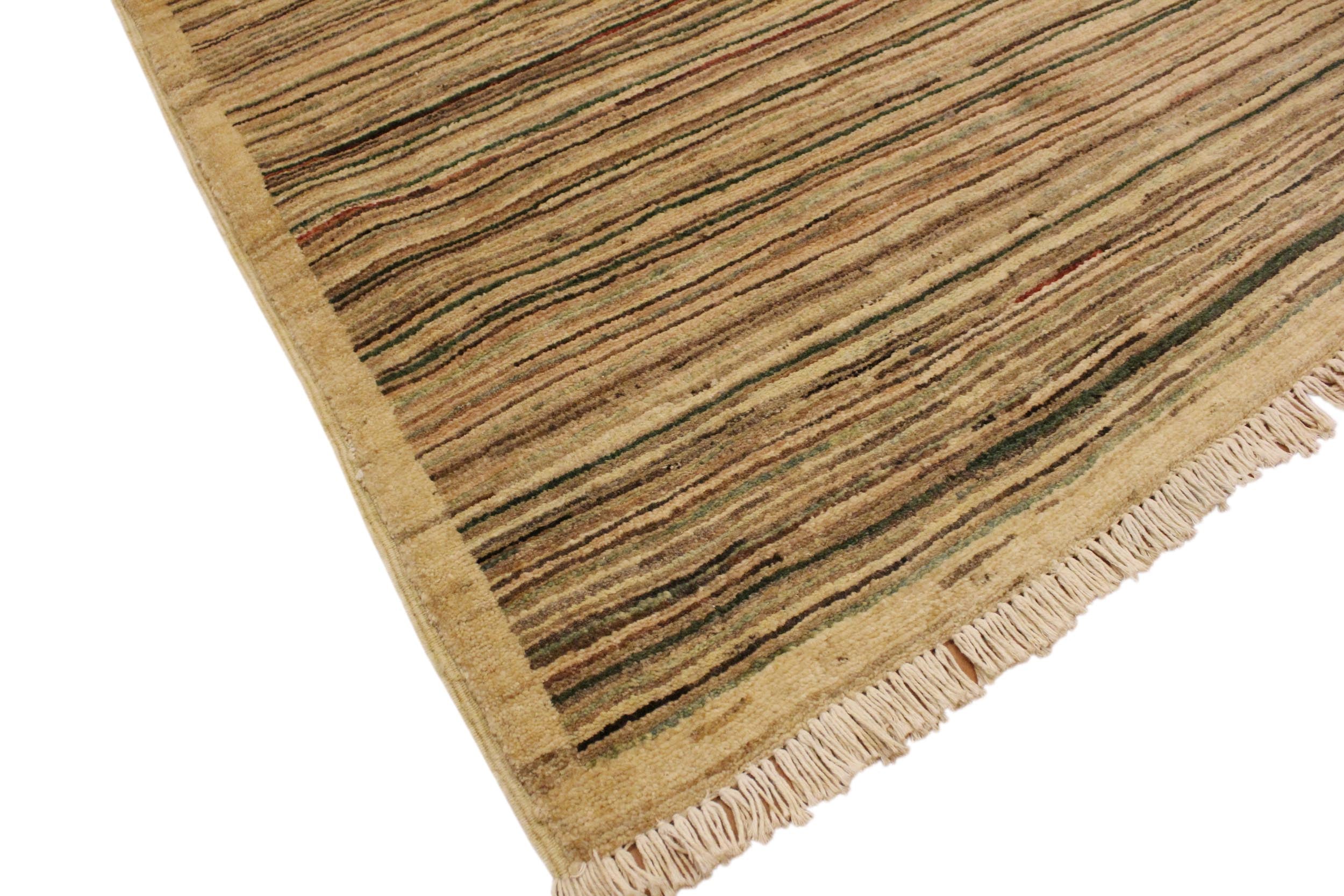 handmade Modern Gabbeh Beige Green Hand Knotted RECTANGLE 100% WOOL area rug 3' x 5'