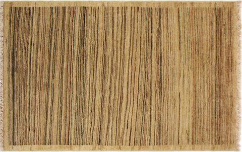 handmade Modern Gabbeh Beige Green Hand Knotted RECTANGLE 100% WOOL area rug 3' x 5'