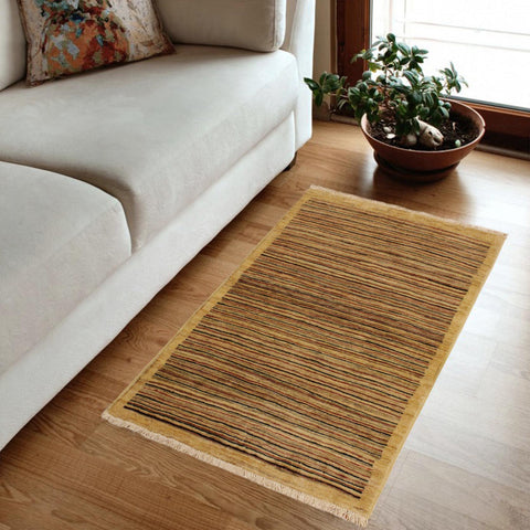 handmade Modern Gabbeh Beige Rust Hand Knotted RECTANGLE 100% WOOL area rug 3' x 5'