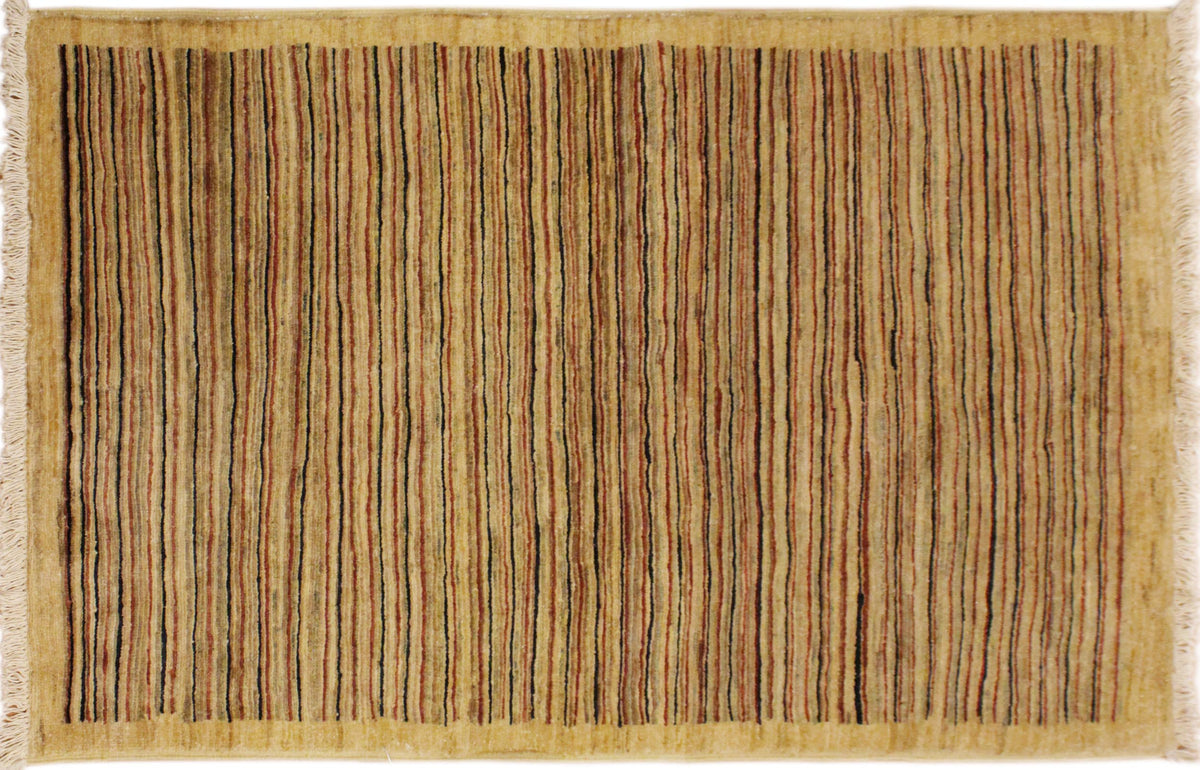 handmade Modern Gabbeh Beige Rust Hand Knotted RECTANGLE 100% WOOL area rug 3' x 5'