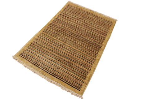 handmade Modern Gabbeh Beige Rust Hand Knotted RECTANGLE 100% WOOL area rug 3' x 5'