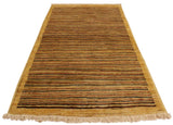 handmade Modern Gabbeh Beige Rust Hand Knotted RECTANGLE 100% WOOL area rug 3  x 5 