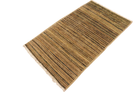 handmade Modern Gabbeh Beige Green Hand Knotted RECTANGLE 100% WOOL area rug 3' x 5'