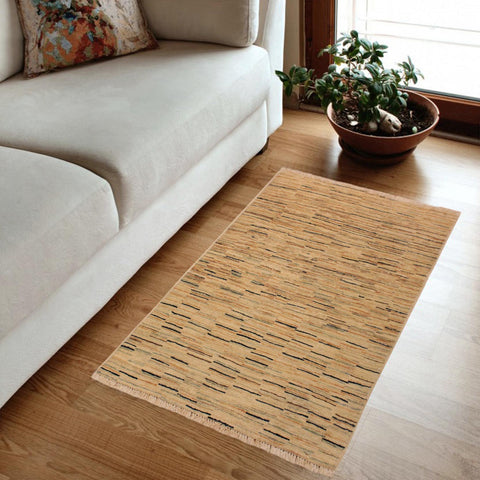 handmade Modern Gabbeh Beige Orange Hand Knotted RECTANGLE 100% WOOL area rug 3' x 4'