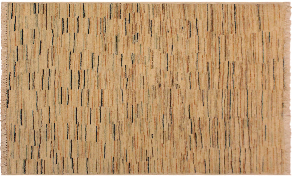 handmade Modern Gabbeh Beige Orange Hand Knotted RECTANGLE 100% WOOL area rug 3' x 4'
