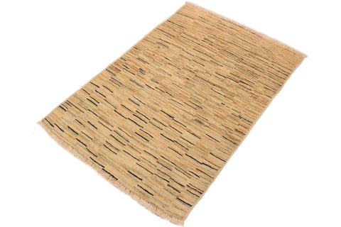 handmade Modern Gabbeh Beige Orange Hand Knotted RECTANGLE 100% WOOL area rug 3' x 4'