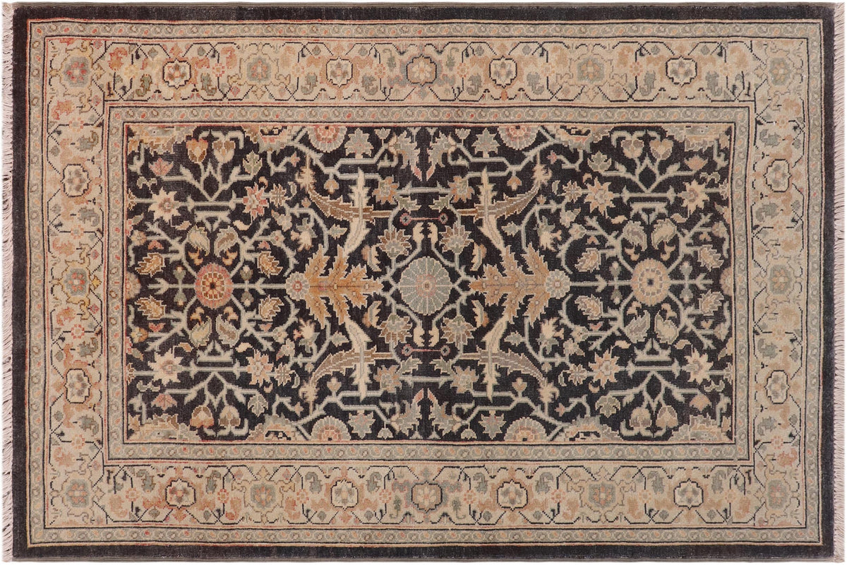 handmade Traditional Kafkaz Charcoal Tan Hand Knotted RECTANGLE 100% WOOL area rug 3x5