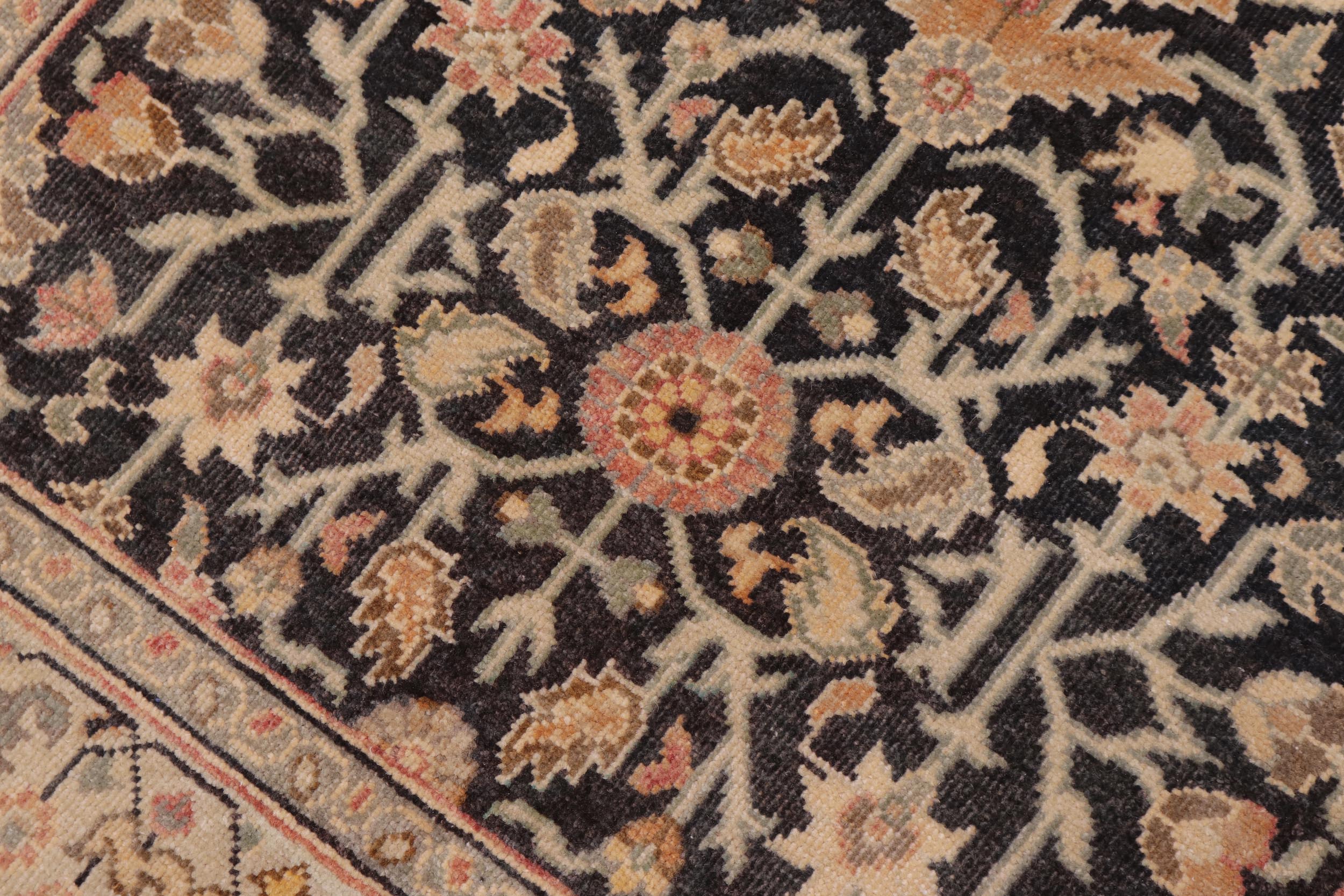 handmade Traditional Kafkaz Charcoal Tan Hand Knotted RECTANGLE 100% WOOL area rug 3x5