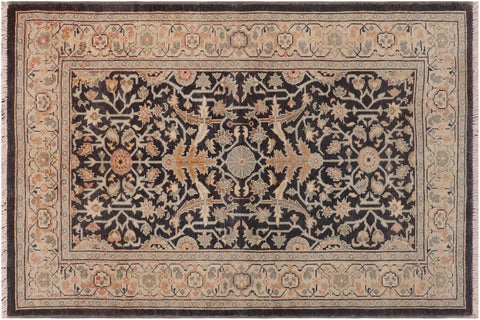 handmade Traditional Kafkaz Charcoal Tan Hand Knotted RECTANGLE 100% WOOL area rug 3x5