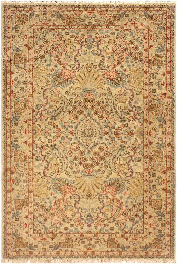 handmade Traditional Design Tan Beige Hand Knotted RECTANGLE 100% WOOL area rug 3'X5'