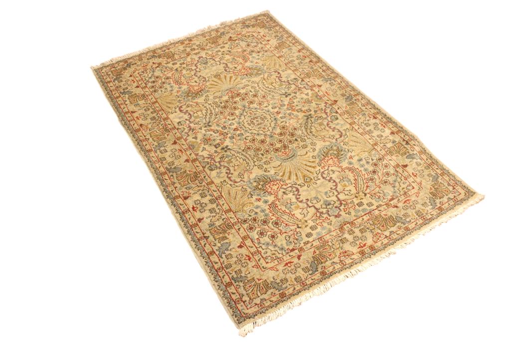 handmade Traditional Design Tan Beige Hand Knotted RECTANGLE 100% WOOL area rug 3'X5'
