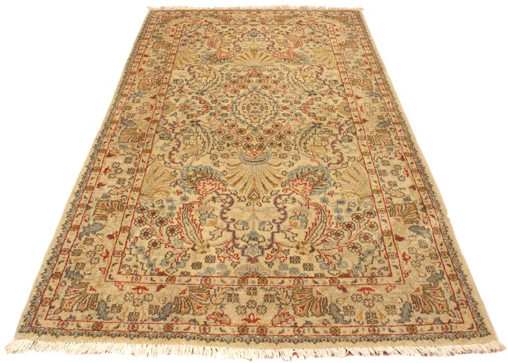 handmade Traditional Design Tan Beige Hand Knotted RECTANGLE 100% WOOL area rug 3'X5'