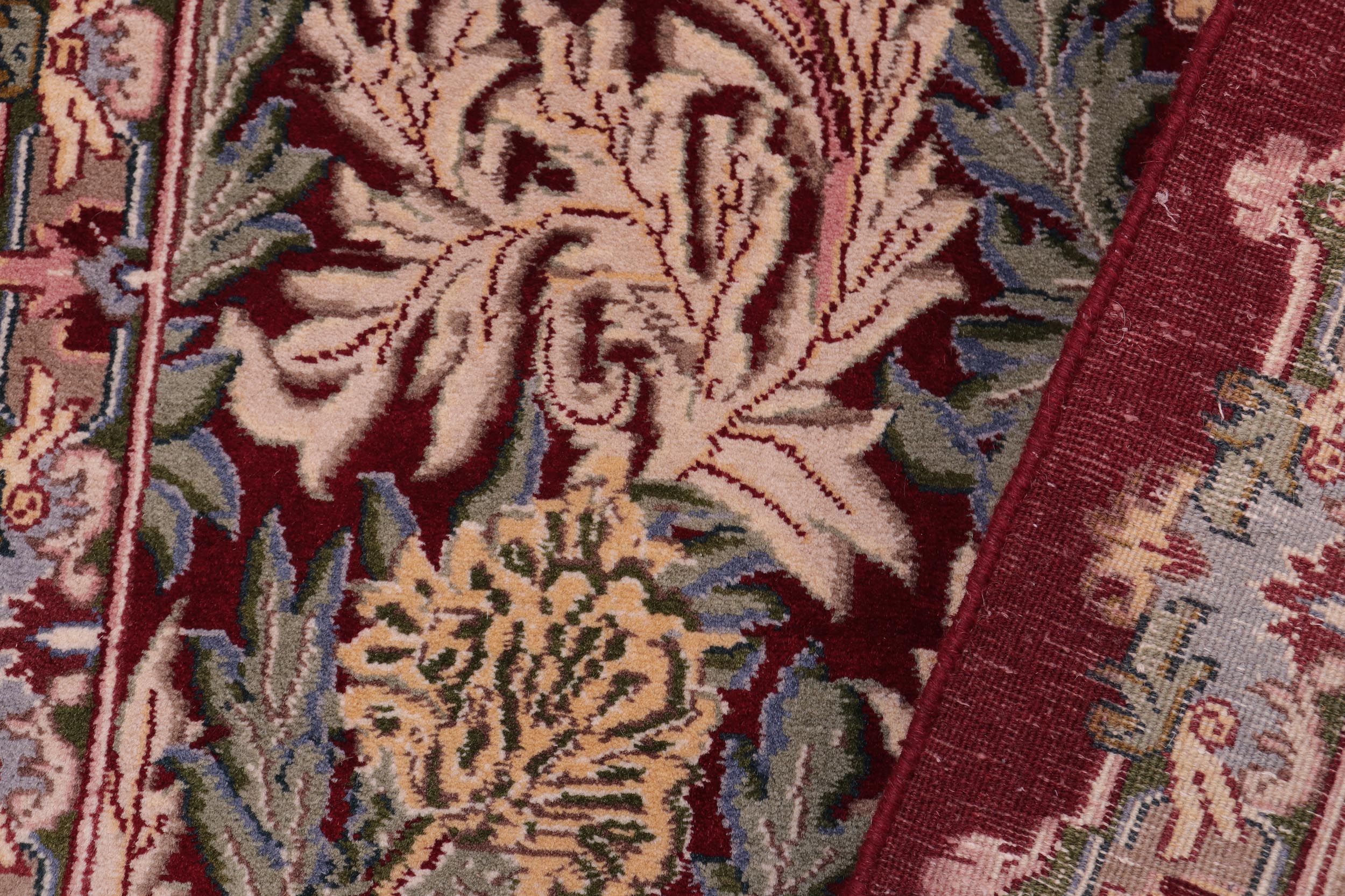 handmade Transitional Tulip Red Red Hand Knotted RECTANGLE 100% WOOL area rug 2x4