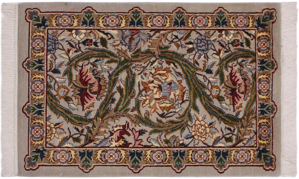 handmade Transitional Marry Gold Taupe Green Hand Knotted RECTANGLE 100% WOOL area rug 4x6