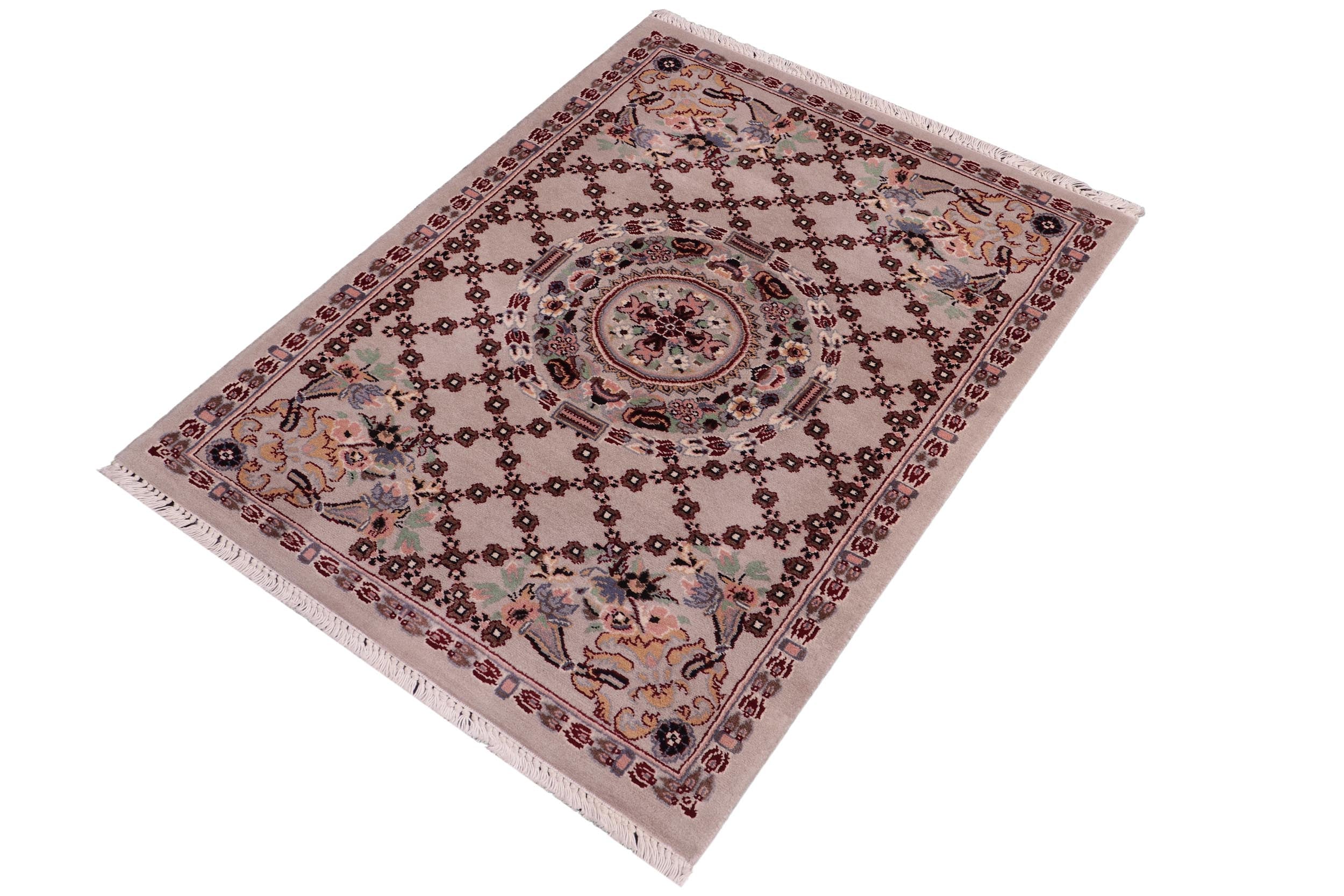 handmade Traditional Golden Gray Gray Hand Knotted RECTANGLE 100% WOOL area rug 2x3