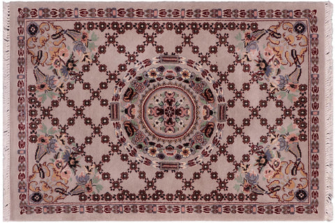 handmade Traditional Golden Gray Gray Hand Knotted RECTANGLE 100% WOOL area rug 2x3