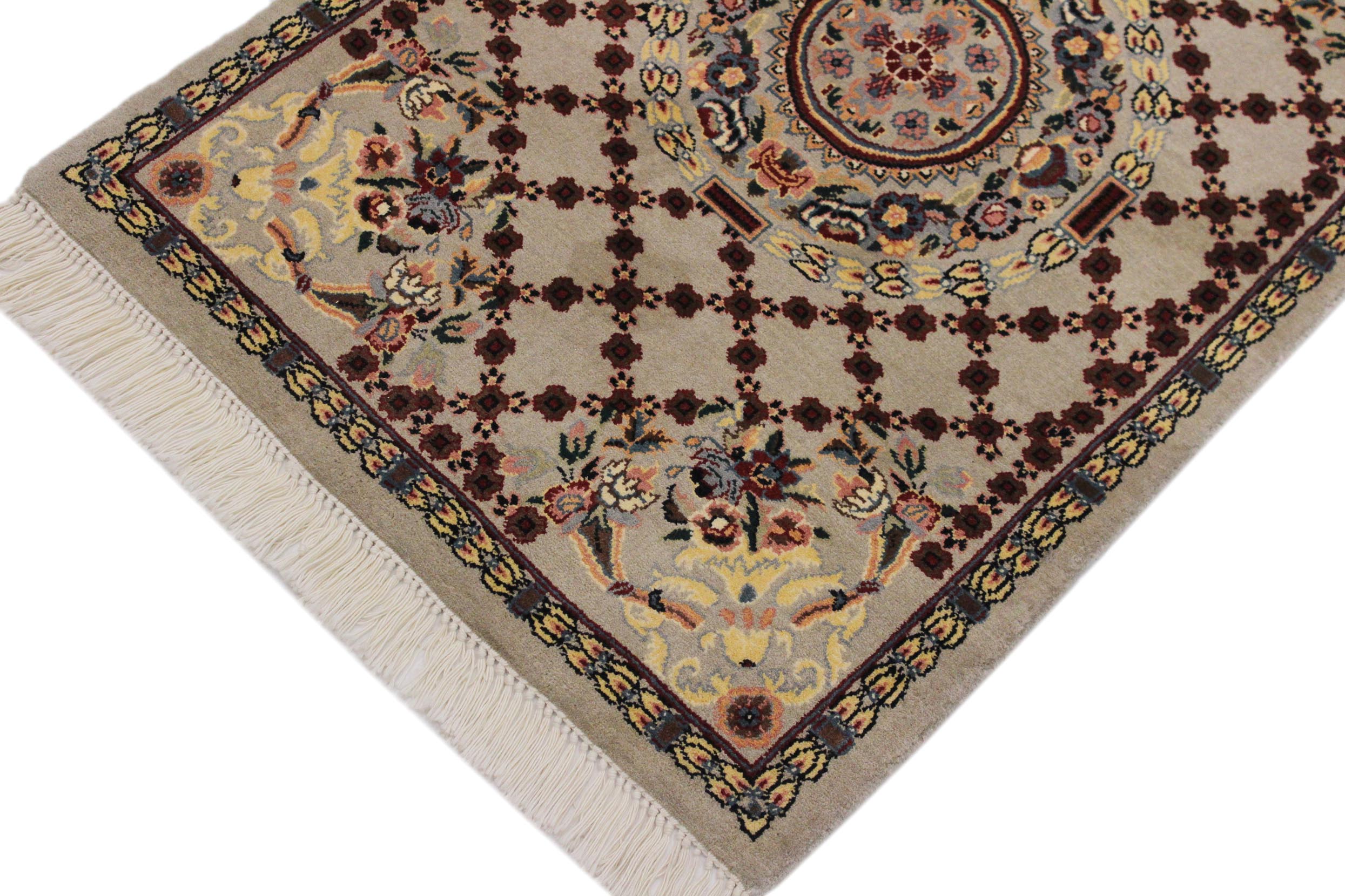 handmade Traditional B/2 Taupe Yellow Hand Knotted RECTANGLE 100% WOOL area rug 2x3