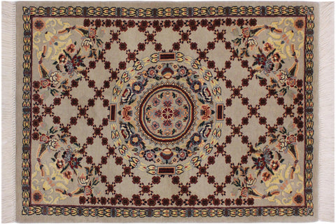 handmade Traditional B/2 Taupe Yellow Hand Knotted RECTANGLE 100% WOOL area rug 2x3