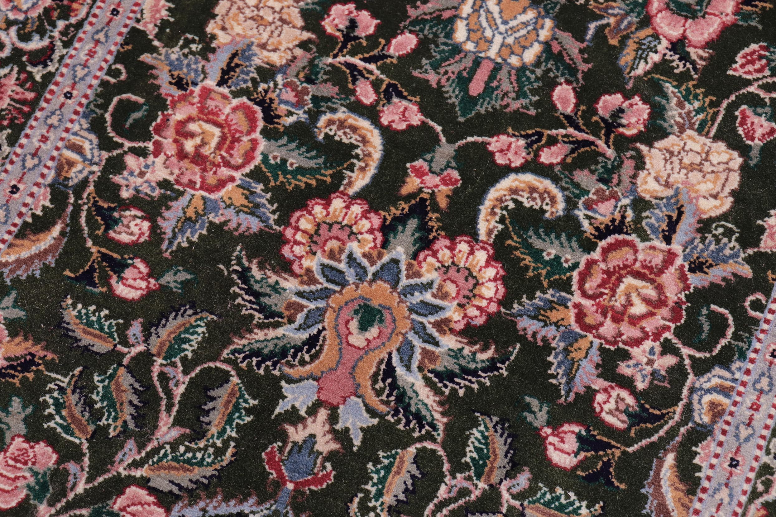 handmade Traditional Gasvin Green Pink Hand Knotted RECTANGLE 100% WOOL area rug 2x4