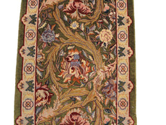 handmade Traditional Marry Gold Green Beige Hand Knotted RECTANGLE 100% WOOL area rug 2x4