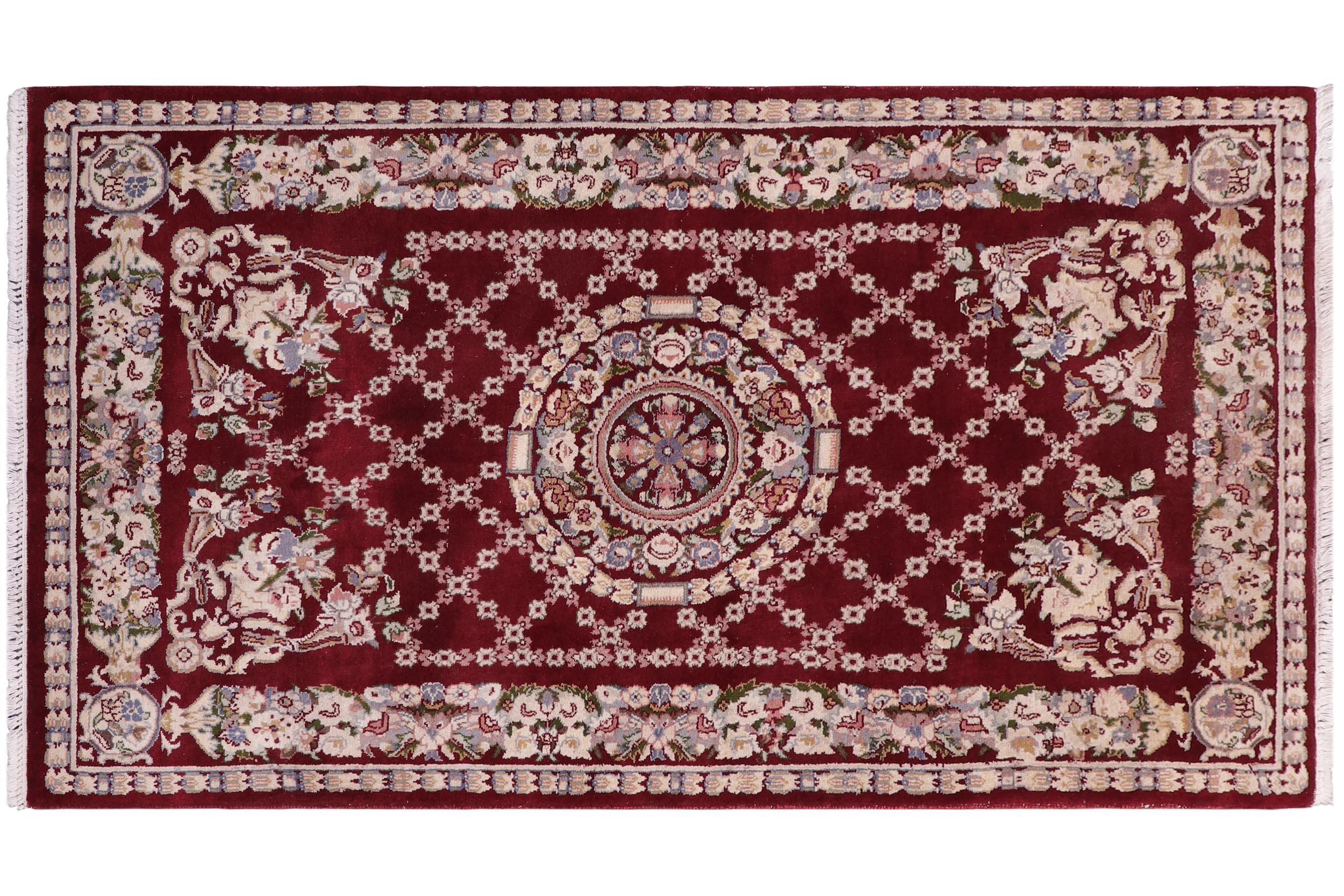 handmade Traditional Golden Red Red Hand Knotted RECTANGLE 100% WOOL area rug 3x5