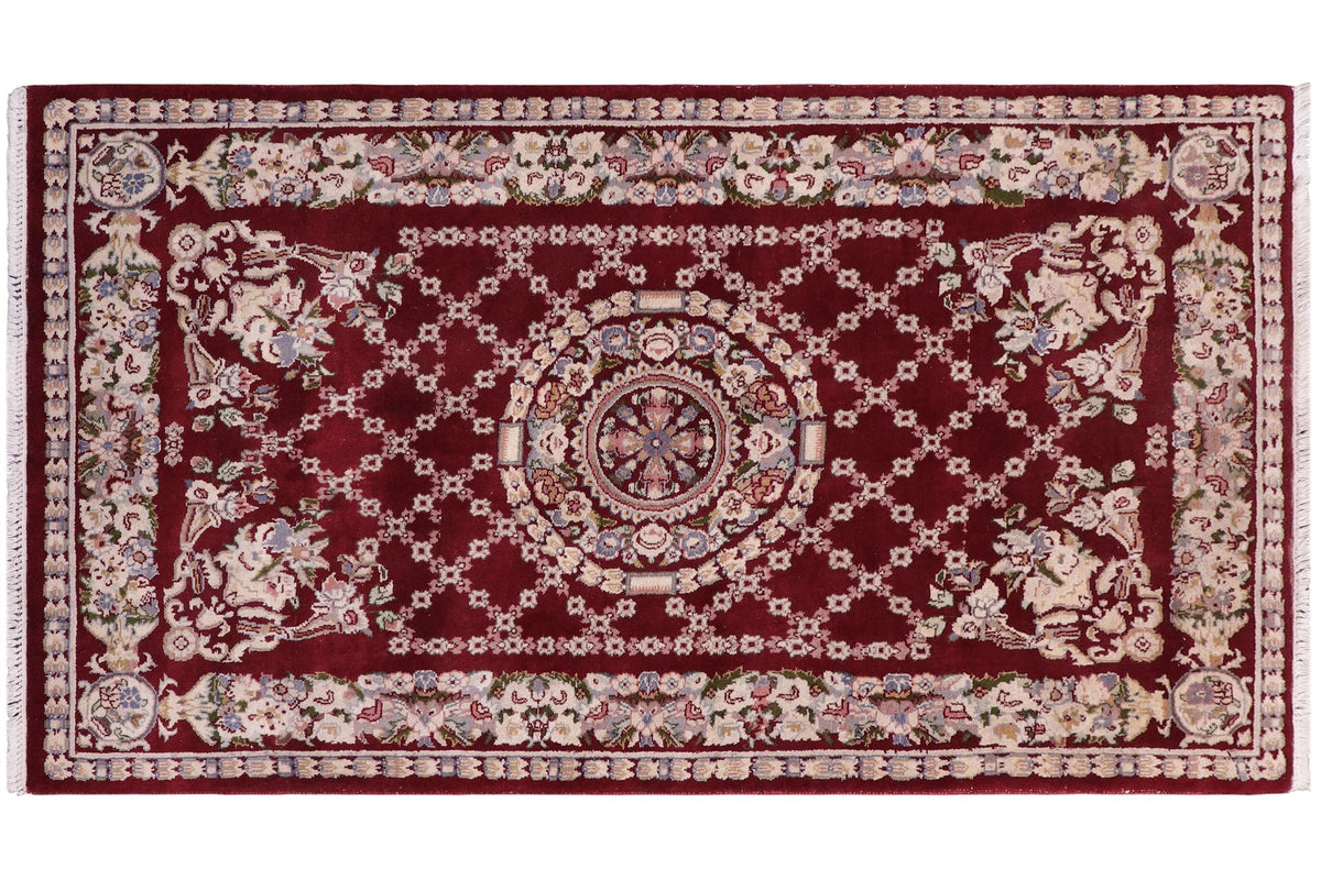 handmade Traditional Golden Red Red Hand Knotted RECTANGLE 100% WOOL area rug 3x5