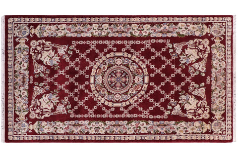 handmade Traditional Golden Red Red Hand Knotted RECTANGLE 100% WOOL area rug 3x5